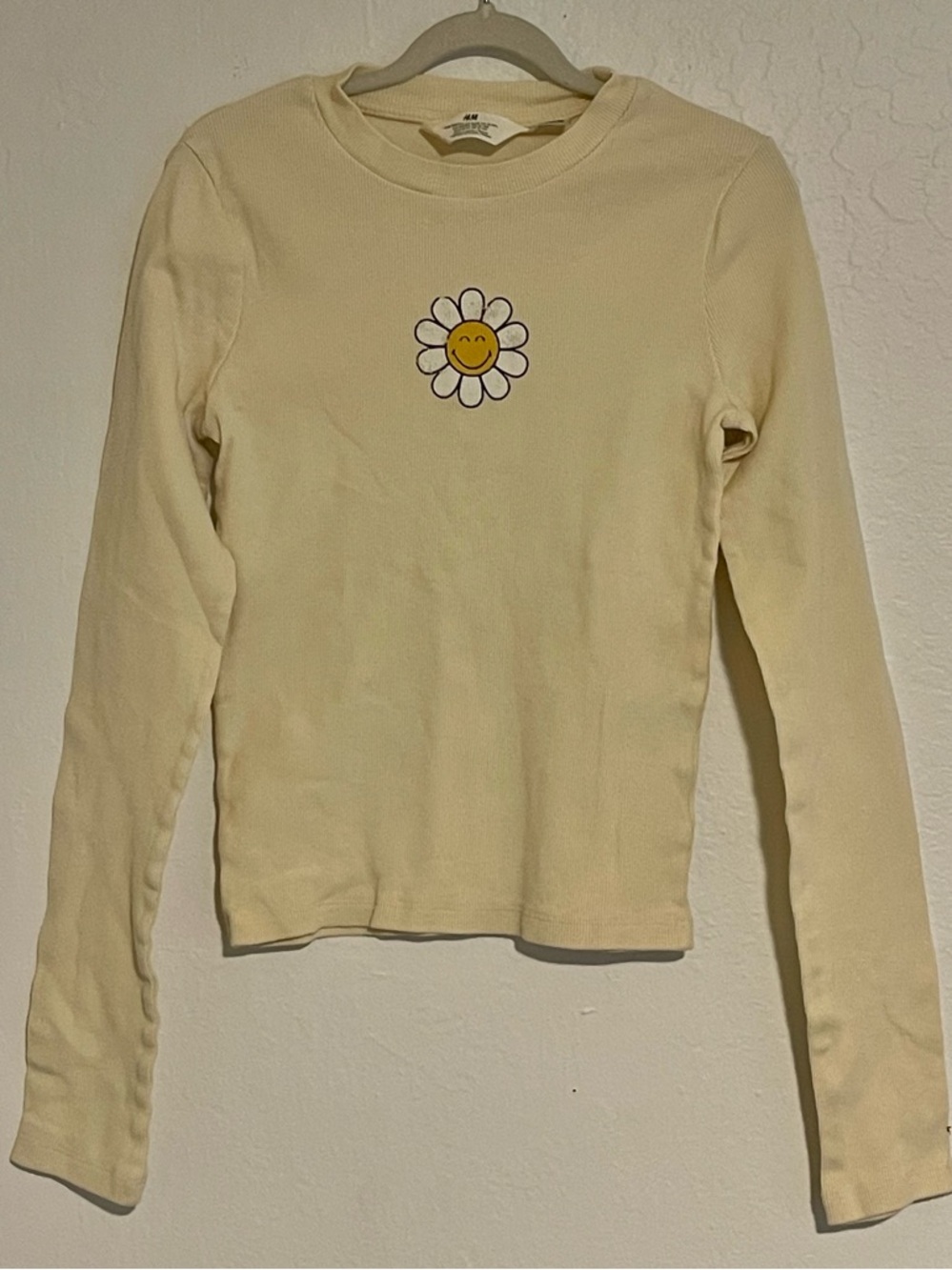 H&M Smiley World Daisy Graphic Long Sleeve Tee - Cream